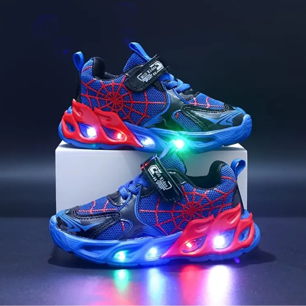 Kids Blue and Red Light-Up Sneakers